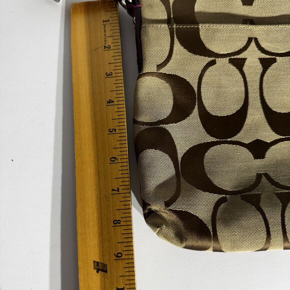 Coach Signature Stripe Shoulder Bag Crossbody Swingpack Berry - Picture 9 of 12